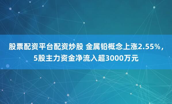 股票配资平台配资炒股 金属铅概念上涨2.55%，5股主力资金净流入超3000万元