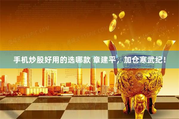 手机炒股好用的选哪款 章建平，加仓寒武纪！